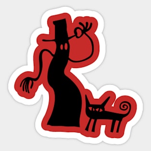 Halloween Witch & Cat Sticker